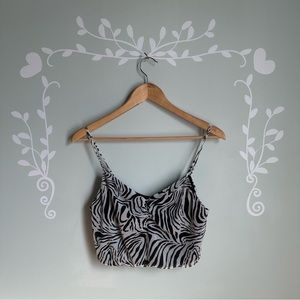 Urban Outfitters Renewal Mesh Zebra Print Tank Crop Top in size L